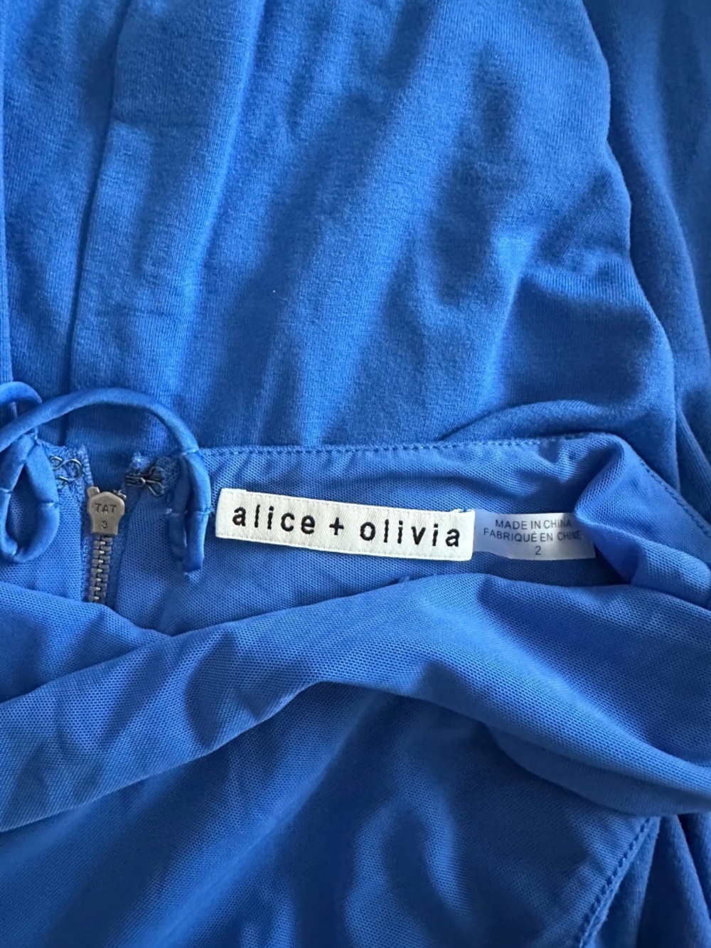Alice + Olivia Delora Spaghetti Strap Fitted Bodycon Midi Dress Imperial Blue 2 - Picture 3 of 3